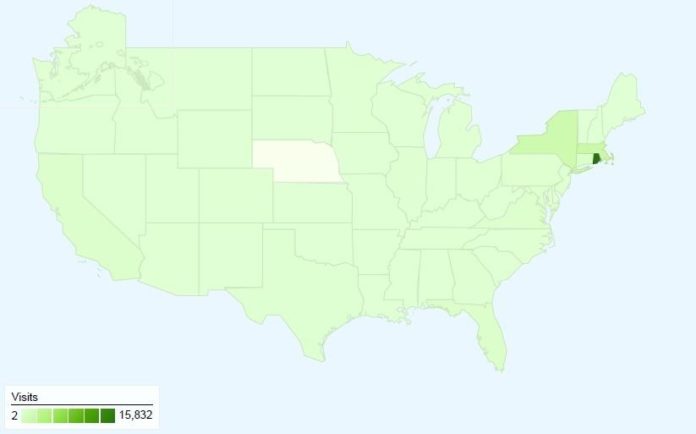 MOST OF THE BOARD OF ELECTION WEBSITE'S visitors came from Rhode Island (15,832), but visitors also came from Massachusetts (2,035), New York (1,766) and Connecticut (481). / MOST OF THE BOARD OF ELECTION WEBSITE'S visitors came from Rhode Island (15,832), but visitors also came from Massachusetts (2,035), New York (1,766) and Connecticut (481). /