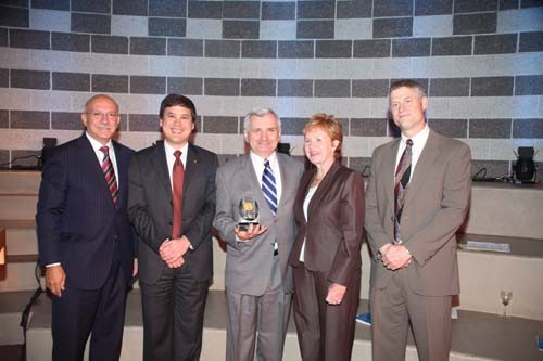 U.S. SEN. JACK REED, center, is honored as a community champion at the Changing Lives Celebration. From left: CCRI President Ray Di Pasquale; CCRI Foundation President Mark Gim; Nancy McMahon, vice president of human resources at The Miriam Hospital; and Richard Edwards, assistant vice president of Amica Mutual Insurance Co. / U.S. SEN. JACK REED, center, is honored as a community champion at the Changing Lives Celebration. From left: CCRI President Ray Di Pasquale; CCRI Foundation President Mark Gim; Nancy McMahon, vice president of human resources at The Miriam Hospital; and Richard Edwards, assistant vice president of Amica Mutual Insurance Co. /