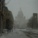 DOT says stay off roads; malls closed SNOW ACCUMULATIONS ARE ESTIMATED AT 19 TO 24 inches for Rhode Island, the National Weather Service said on Wednesday, as heavy snow obscured the Capitol in Providence. /
