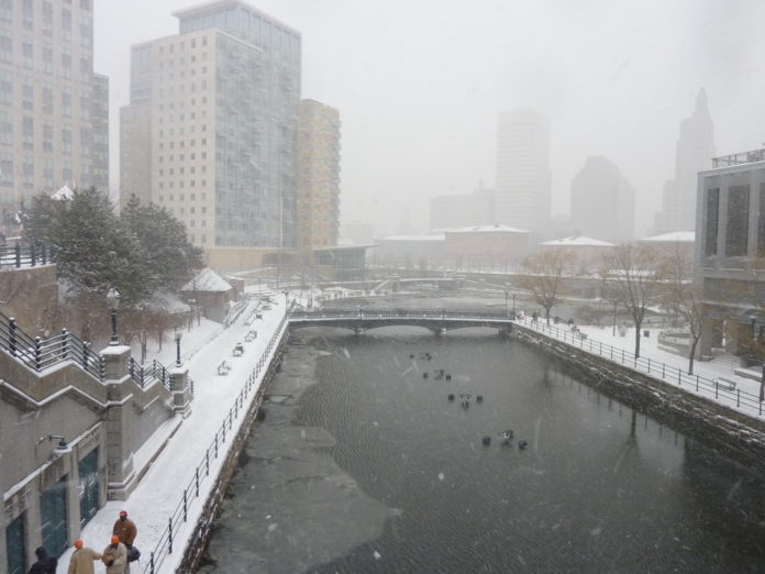 VIEW OF THE PROVIDENCE RIVER during the Jan. 21 snowstorm. / 