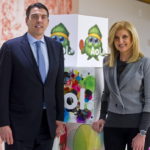 TIM ARMSTRONG, CEO of AOL Inc., left, and Arianna Huffington, co-founder of the Huffington Post, stand for a photograph at AOL's headquarters in New York on Monday, Feb. 7, 2011.  / 