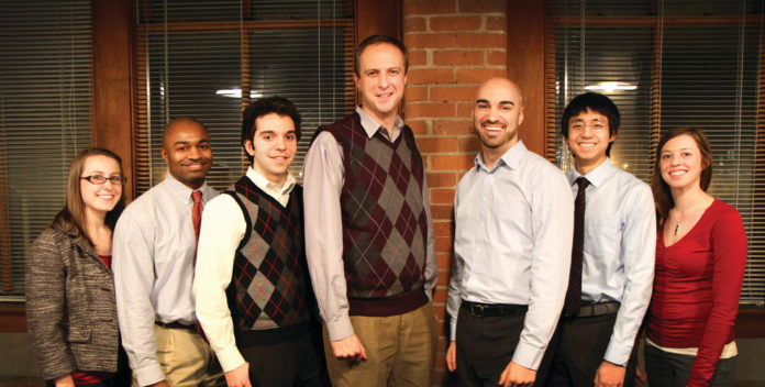 SLATER fellows (left to right) Rachel Decker, Donald Bacoat Jr., Anthony Assad, Bogdan Prokopovych, Mark Bell, Jason Chan and Amy Gibson. / SLATER fellows (left to right) Rachel Decker, Donald Bacoat Jr., Anthony Assad, Bogdan Prokopovych, Mark Bell, Jason Chan and Amy Gibson. /