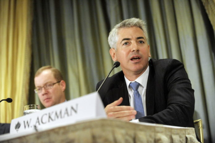 WILLIAM Ackman, founder and CEO of Pershing Square Capital Management L.P., speaks at a New York University sponsored REIT symposium in New York on April 7. / 