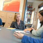 POSITION OF POWER: Jennifer McCann, second from left, a researcher at the URI Graduate School of Oceanography, is leading a study of standards for offshore wind farm development. / 