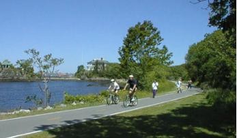 THE EAST BAY BIKE PATH is a 14.5 mile path from Providence to Bristol. / THE EAST BAY BIKE PATH is a 14.5 mile path from Providence to Bristol. /
