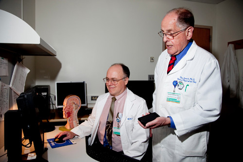 SMART IDEA: R.I. Hospital Associate Chief Medical Physicist Bruce Curran, left, and Medical Physicist-In-Chief Edward S. Sternick are leading a project to integrate smartphone use into patient care. / SMART IDEA: R.I. Hospital Associate Chief Medical Physicist Bruce Curran, left, and Medical Physicist-In-Chief Edward S. Sternick are leading a project to integrate smartphone use into patient care. /