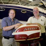 HEAR THEM ROAR: Brothers Rudy, left, and Keith Mutter, sell shiny, new boats and engines with plenty of horsepower far from the water in Central Falls, where their family has operated Twin City Marine since 1954. / 