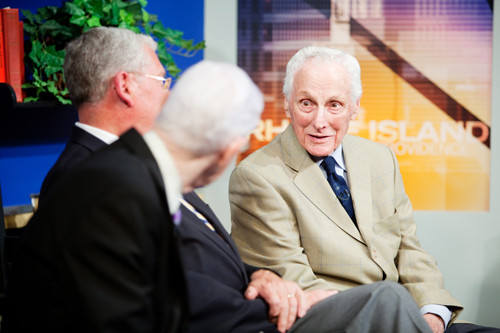 VOICE OF REASON: The late Gov. Bruce G. Sundlun, left, was seen as a strong backer of Rhode Island’s business community. / VOICE OF REASON: The late Gov. Bruce G. Sundlun, left, was seen as a strong backer of Rhode Island’s business community. /