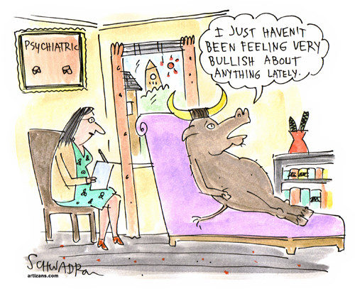 A bull, laying on a couch in his psychiatrist's office, tells her that A bull, laying on a couch in his psychiatrist's office, tells her that