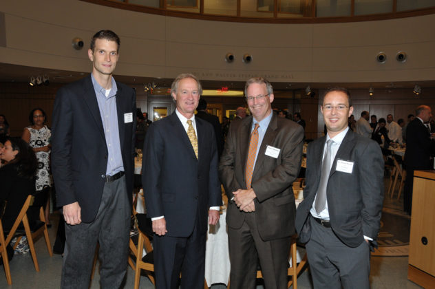 Governor Chafee with honorees Chris Thanos of CytoSolv, Peter Dorsey of the Business Development Co. of RI, and Dr. Barrett Bready of NABsys / Mike Skorski