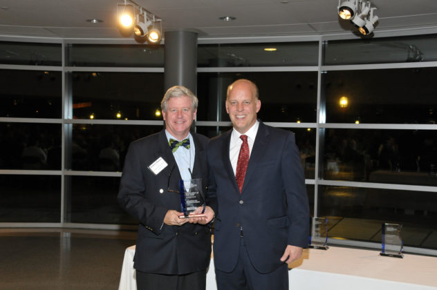 Honoree Bob Burke from the Independence Trail Educational Foundation with PBN Publisher, Roger Bergenheim. Bob was presented with the Innovation of the Year Award for Professional Services. / Mike Skorski