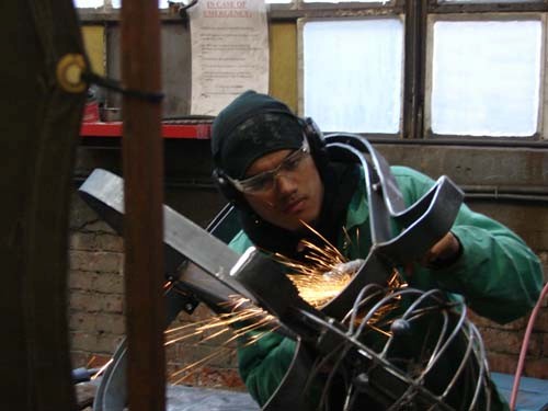 COURTESY STEEL YARD
METAL TASTE: Carlos Ruiz, 18, works on ocean-inspired bike rack he designed and built at the Steel Yard. COURTESY STEEL YARD
METAL TASTE: Carlos Ruiz, 18, works on ocean-inspired bike rack he designed and built at the Steel Yard.
