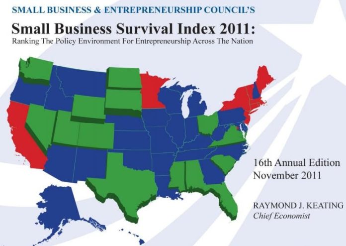 The Ocean State slipped to No. 47 on the 16th annual ranking produced by the Small Business and Entrepreneurship Council from No. 45 last year.  / COURTESY SMALL BUSINESS AND ENTREPRENEURSHIP COUNCIL