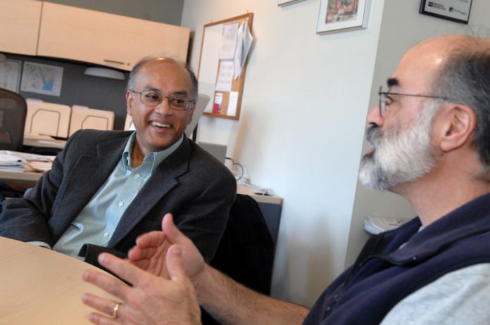 KOLLOL Pal, left, Mnemosyne Pharmaceuticals CEO, with Frank Menniti, chief scientific officer at the company. Slater Technology Fund has invested a total of $1 million in the startup.  / PBN FILE PHOTO/BRIAN MCDONALD