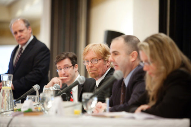 PBN's editor Mark Murphy listens as panelists discuss mobile websites / RUPERT WHITELY