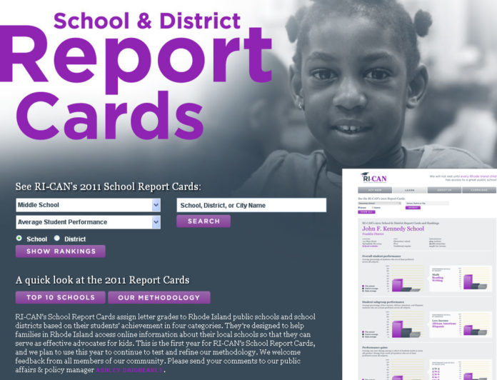 RI-CAN, the Rhode Island Campaign for Achievement Now, released a report grading 300 Rhode Island public schools based on student performance. / COURTESY RI-CAN