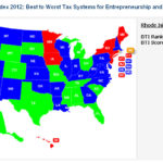 RHODE ISLAND ranked 41st in the Small Business & Enterpreneurship Council's Business Tax Index report. For a larger version of this map, click HERE. / COURTESY SMALL BUSINESS & ENTREPRENEURSHIP COUNCIL