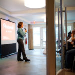 Let audience dictate social media CRACKING THE PIN CODE: Suzanne McDonald, founder of Newport Interactive Marketers, speaks at a recent group meeting. She says that businesses have a growing interest in Pinterest. / PBN PHOTO/RUPERT WHITELEY