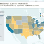 R.I. voted least friendly state for small businesses RHODE ISLAND was voted the least friendly state for small businesses in a survey by Thumbtack.com and the Ewing Marion Kauffman Foundation. For a larger version of this map, click HERE. / COURTESY THUMBTACK.COM