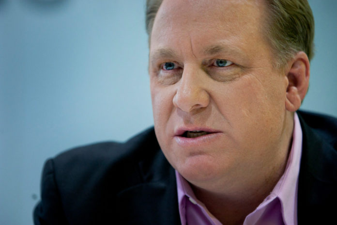 CURT SCHILLING, founder of 38 Studios LLC and a former Boston Red Sox pitcher, speaks during an interview in New York, U.S., on Monday, Feb. 13, 2012. / BLOOMBERG FILE PHOTO/SCOTT EELLS