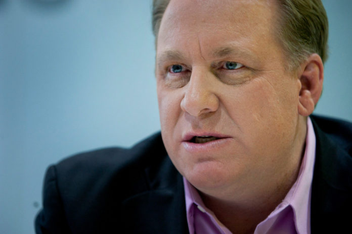 CURT SCHILLING, founder of 38 Studios LLC and a former Boston Red Sox pitcher, speaks during an interview in New York, U.S., on Monday, Feb. 13, 2012. 38 Studios, formerly Green Monster Games LLC, is an entertainment and intellectual property development company founded by Schilling and named for his jersey number. / BLOOMBERG FILE PHOTO/SCOTT EELLS CURT SCHILLING, founder of 38 Studios LLC and a former Boston Red Sox pitcher, speaks during an interview in New York, U.S., on Monday, Feb. 13, 2012. 38 Studios, formerly Green Monster Games LLC, is an entertainment and intellectual property development company founded by Schilling and named for his jersey number. / BLOOMBERG FILE PHOTO/SCOTT EELLS