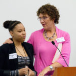 COURTESY RI STEM CENTER
STEM SELLS: Dominique Fernandez, left, credits her new job at Lifespan to her participation in Year Up Providence. At right is Mary Sullivan, director, RI STEM Center.