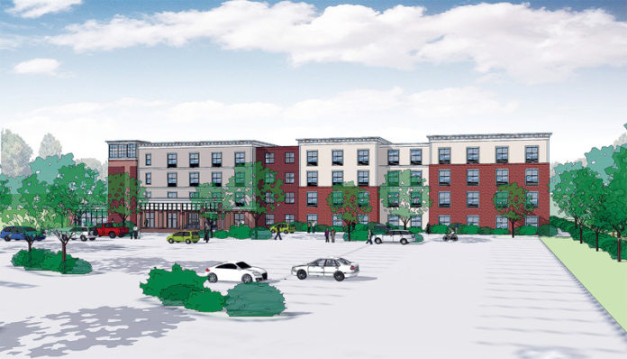 COURTESY FIRST BRISTOL CORP. 
ROOM TO GROW: Rockland Trust is providing the financing for a 92-room Homewood Suites by Hilton in Middletown, shown above in a rendering.