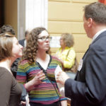 COURTESY CLEAN WATER ACTION
HOLDING WATER: Clean Water Action's canvass staff visited the Rhode Island 
Statehouse on June 6 during the organization's Lobby Day. From left: Cassi 
Archambault, canvasser, Mary Peckham, field manager, and Rep. Frank Ferri, D-Warwick.