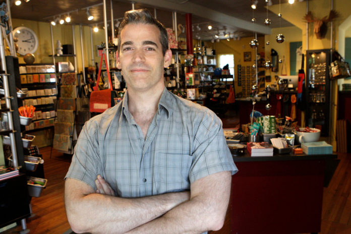 SECOND TIME'S A CHARM: Matt Bird, owner of The Curatorium on Wickenden Street in Providence, founded the store after leaving a 
previous venture, RISD Works. The shop sells an eclectic mix of gifts. / PBN PHOTO/FRANK MULLIN
