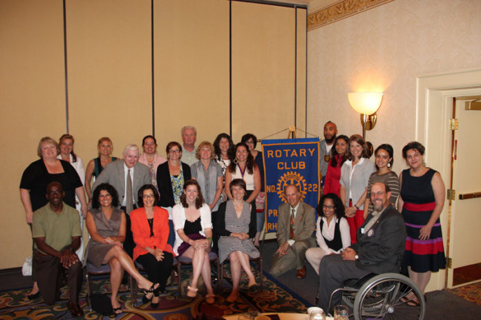 THE PROVIDENCE ROTARY CHARITIES FOUNDATION recently awarded grants to 22 community organizations in the Providence area. Pictured are Barry Fain, Providence Rotary president, front left, with representatives from some of the organizations that received grants.