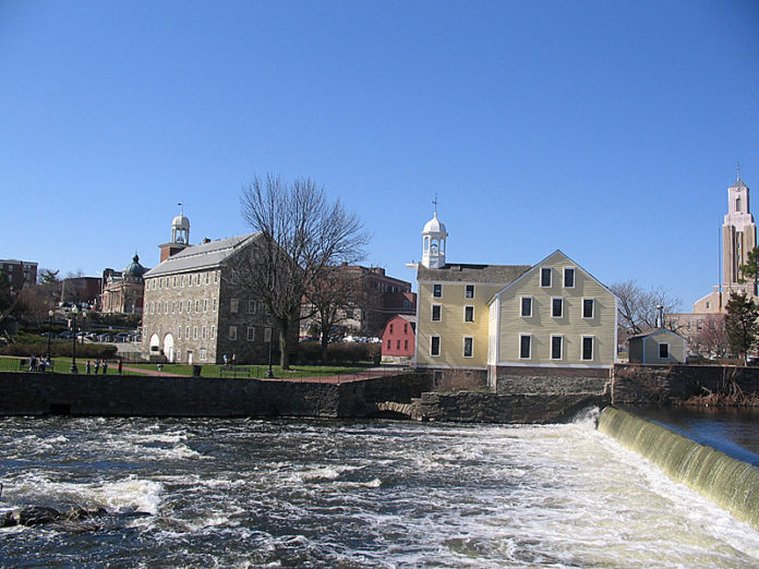 THE BLACKSTONE River, shown here at Slater Mill in Pawtucket. / COURTESY JOHN H. CHAFEE BLACKSTONE RIVER VALLEY NATIONAL HERITAGE CORRIDOR