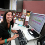 PORTAL TO HEALTH: Carolyn O'Dell, human resource generalist at BankNewport, shows BankNewport's wellness website. / PBN  PHOTO/
BRIN MCDONALD