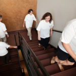 ALL TOGETHER NOW: Every day at Kahn, Litwin, Renza&rsquo;s Providence headquarters, staff take a brisk walk, both inside and outside the building. / PBN PHOTO/
RUPERT WHITELEY