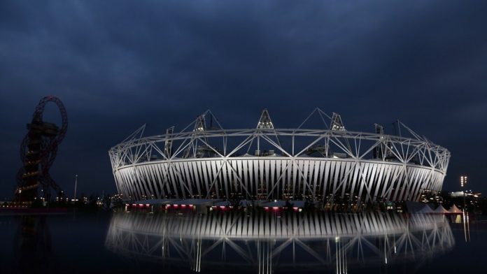 WORKING WITH Dow Chemical, Rainer Industries and Shade Worldwide, Cooley Group devised a wrap for London's Olympic Stadium. / COURTESY COOLEY GROUP