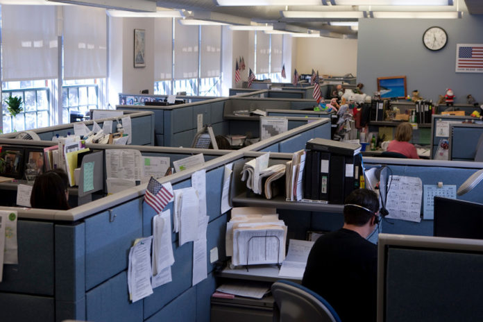 THE INTERIOR of the R.I. Department of Labor and Training's unemployment insurance call center. / COURTESY THE R.I. DEPARTMENT OF LABOR AND TRAINING/JOE GIBLIN