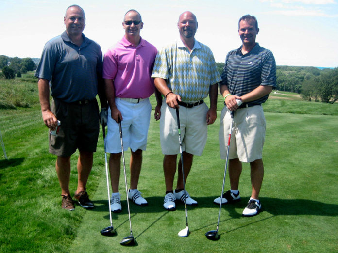 THE 29TH ANNUAL Allen H. Chatterton Jr. Memorial Golf Tournament raised $32,500 for the Providence Children’s Museum. Pictured are participants Denis Riel, Kevin Saber, Larry Blau and Axel Stepan of LW Blau Restoration.