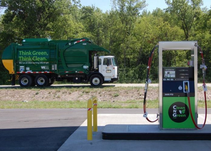 WASTE MANAGEMENT OF RHODE ISLAND opened the first compressed natural gas fleet fueling facility in New England at its Cranston facility. Above: the CNG fueling station in Louisville, Ky. / COURTESY WASTE MANAGMENT WASTE MANAGEMENT OF RHODE ISLAND opened the first compressed natural gas fleet fueling facility in New England at its Cranston facility. Above: the CNG fueling station in Louisville, Ky. / COURTESY WASTE MANAGMENT
