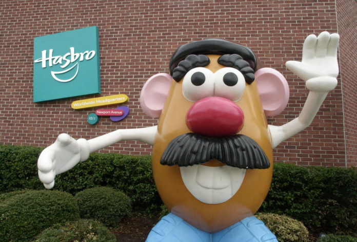 A STATUE OF Mr. Potato Head greets visitors to the corporate headquarters of toymaker Hasbro Inc. in Pawtucket. / BLOOMBERG FILE PHOTO/ MICHAEL SPRINGER