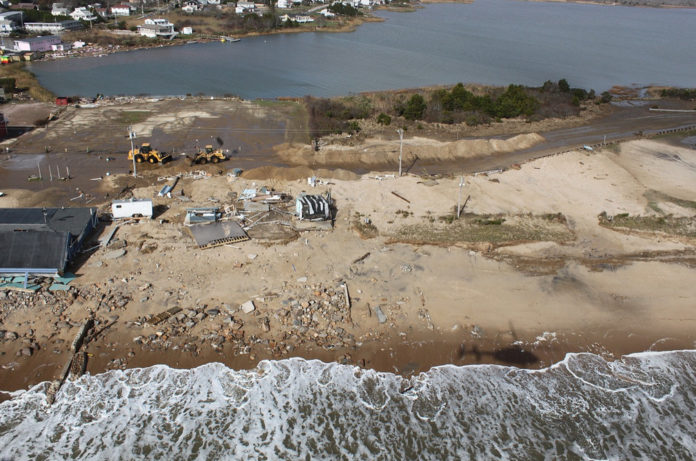 AN AERIAL VIEW of the damage caused by Hurricane Sandy's winds and storm surge on Atlantic Ave. in Westerly. To see the rest of the R.I. Department of Transportation photo stream, <a href=