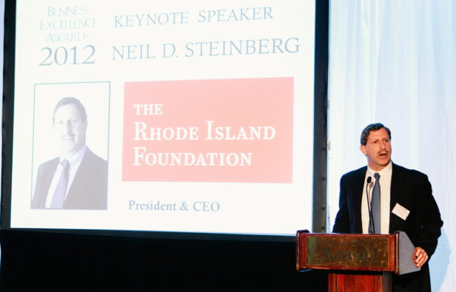 President and CEO of the Rhode Island Foundation Neil Steinberg delivers keynote speech / Rupert Whiteley