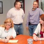 Holiday parties making comeback this season PARTY TIME? Workers at Priority Management Group discuss holiday-party benefits. From left: account manager Carla Rappa, Executive V.P. for Marketing and Technology Robert B. Skeffington, CPA Richard A. Santilli and Director Kristie Sellviveiros. / PBN PHOTO/NATALJA KENT
