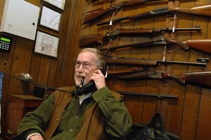 TAKING STOCK: Sandy Kane, owner of Kane’s Gun Shop in North Kingstown, says that President Obama’s re-election also helped spark gun sales. / PBN PHOTO/BRIAN MCDONALD