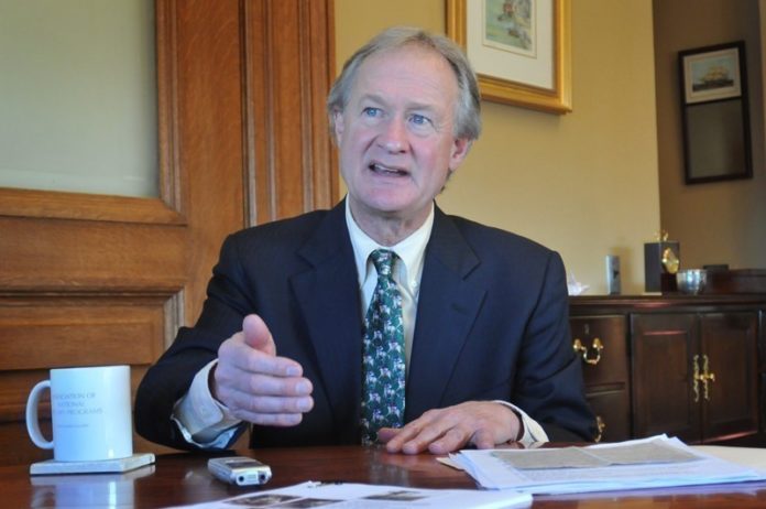 DURING HIS STATE-OF-THE-STATE speech, Gov. Lincoln D. Chafee unveiled an $8.2 billion state budget proposal that would cut Rhode Island's corporate tax rates to the lowest in New England. / PBN FILE PHOTO FRANK MULLIN