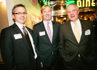 2013 Book of Lists Party Ted Howell, Partridge, Snow & Hahn; Alden Anderson, CB Richard Ellis; Mike Hogan, TD Bank / Rupert Whiteley