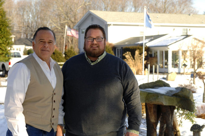 BRITO’S LANDSCAPING SERVICES LLC
GRASS IS GREENER: Brito’s Landscaping Services co-owner Mike Brito, left, with his son, Jonathan Brito. The younger Brito came onboard a few years ago to handle project management.