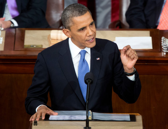 U.S. PRESIDENT BARACK OBAMA delivers the State of the Union address to a joint session of Congress at the Capitol in Washington on Tuesday, Feb. 12. / BLOOMBERG PHOTO/JOSHUA ROBERTS U.S. PRESIDENT BARACK OBAMA delivers the State of the Union address to a joint session of Congress at the Capitol in Washington on Tuesday, Feb. 12. / BLOOMBERG PHOTO/JOSHUA ROBERTS