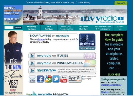 MYVRADIO.COM and Rhode Island Public Radio have reached and agreement for the formerly online-only broadcaster to continue operating on its Newport signal. / COURTESY MVYRADIO.COM MYVRADIO.COM and Rhode Island Public Radio have reached and agreement for the formerly online-only broadcaster to continue operating on its Newport signal. / COURTESY MVYRADIO.COM