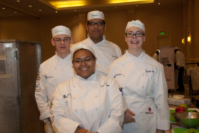 PRO DAY: The Rhode Island team that went to the National ProStart Invitational in 2012. From left: Gary Braun, Cassie-lee Joseph, Justin McClintin and Krystal Straight. / COURTESY R.I. HOSPITALITY ASSOCIATION