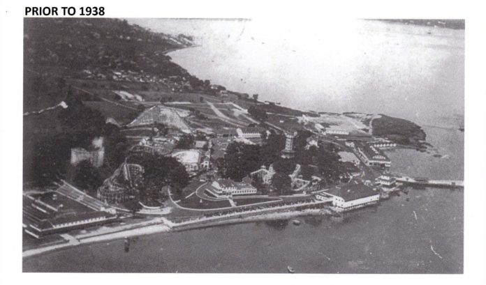 AN AERIAL VIEW of Rocky Point Park prior to 1938. / COURTESY THE R.I. DEPARTMENT OF ENVIRONMENTAL MANAGEMENT