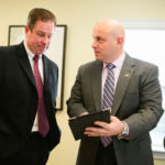 OPPORTUNITY KNOCKS: The recession presented opportunity for the then-fledgling Gurnet Consulting, which gained momentum in 2008 and 2009. Pictured above are Thomas Streicher, left, company enterprise-operations head, and Martin King, founder and CEO. / PBN PHOTO/RUPERT WHITELEY